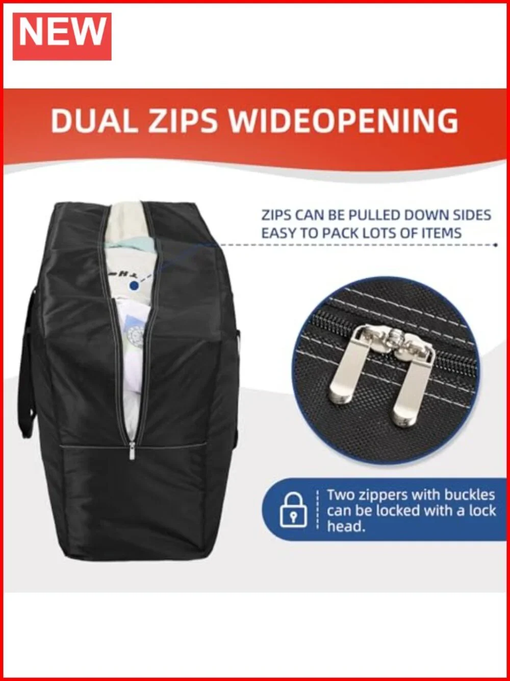 Extra Large Travel Duffel Bag, 100L Waterproof, Durable Zippers, Heavy Duty